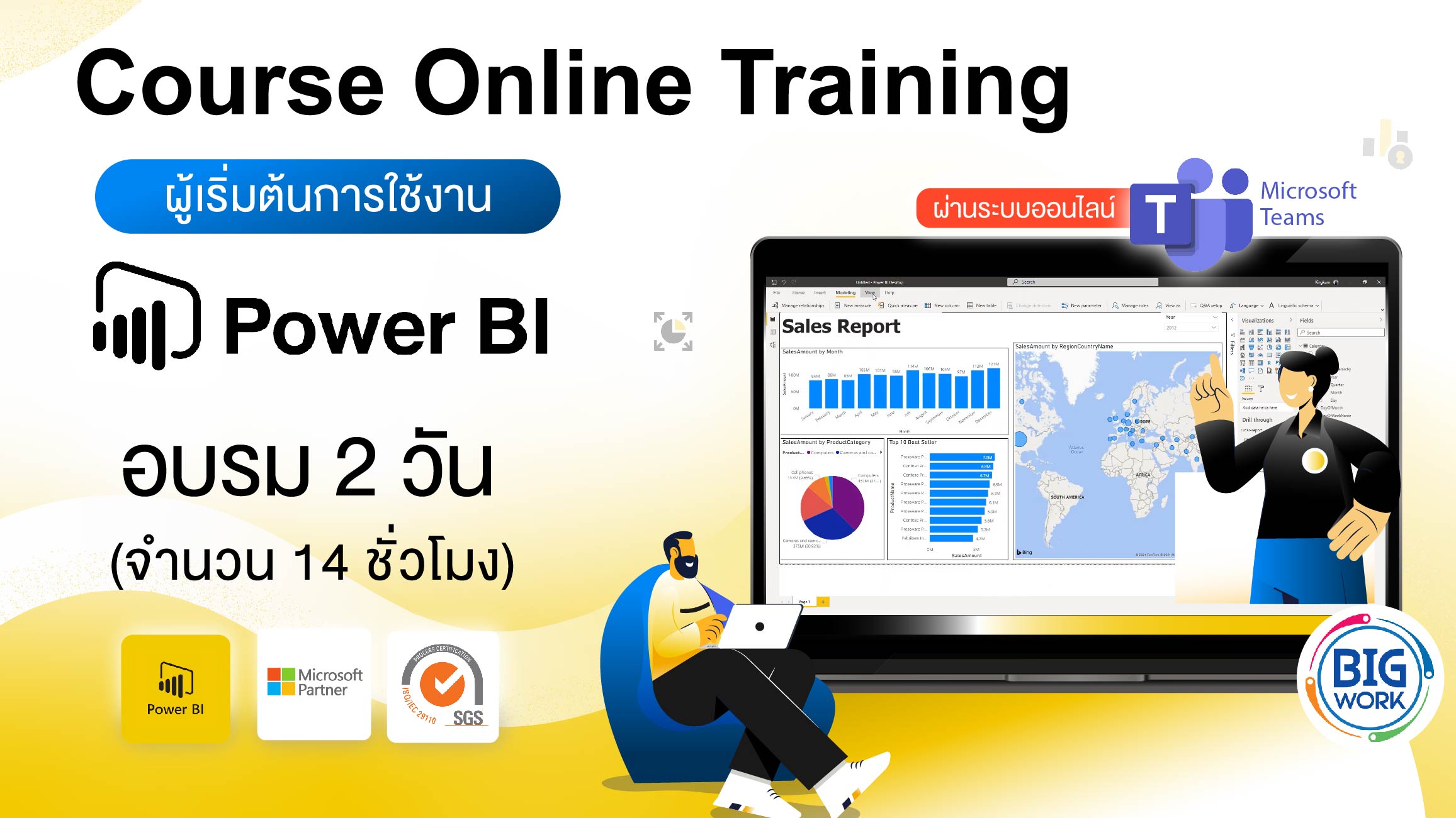 Course Online Training สำหรับผู้เริ่มต้น Power bi (14 ชั่วโมง)